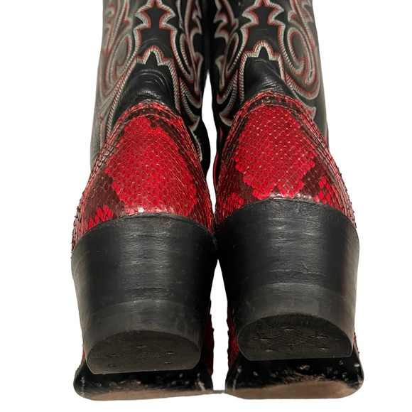 Justin Snakeskin and Leather Western Boots, Sz 5.5 - Picture 13 of 16